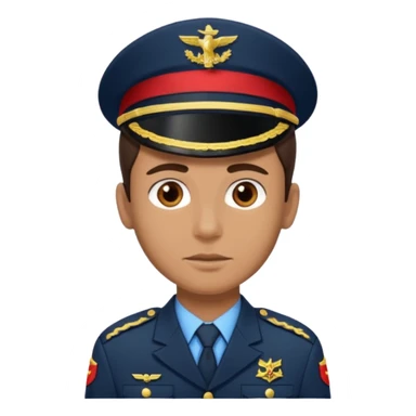 I want you to create an emoji of a spanish sergeant,  He should be a young guy with dark brown hair, brown eyes, his skin color like he’s tan  sticker