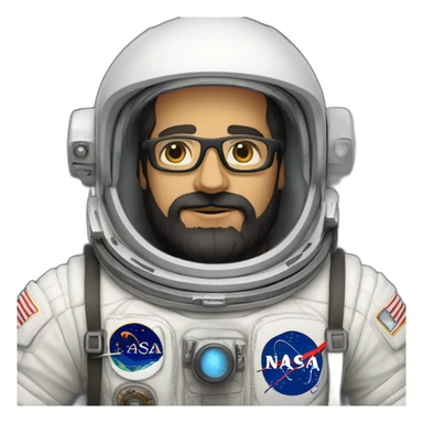 proud caucasian astronaut with black beard and white glasses sticker