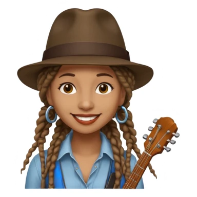 female Musician with dreadlocks and fedora sticker