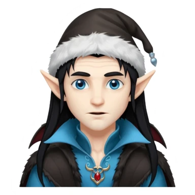 Male long hair vampire elf with furry hat sticker