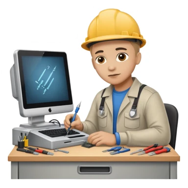 computer technician fixing damage computer sticker