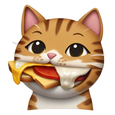Tabby cat eating burger sticker