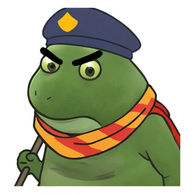 Chubby lady with angry face and with walking stick sticker