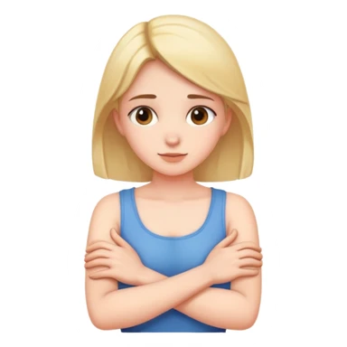 girl with arms crossed over chest with hands around her neck sticker