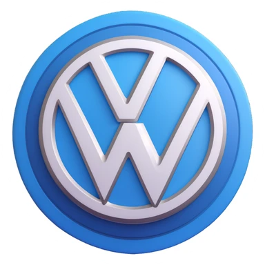 3D circular pattern with white "Volkswagen" text in the center, blue and white color scheme, modern style sticker