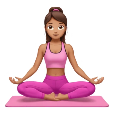 A tanned girl with brunette hair in her 20’s doing Pilates wearing a ALO pink workout set  sticker