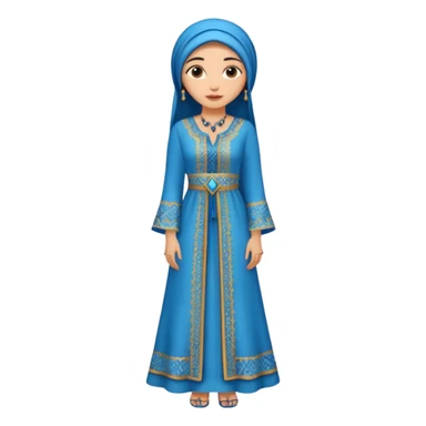 woman in moroccan culture style blue detailed dress sticker