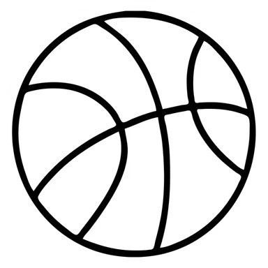 basketball icon, flat design, clean outline, minimal color sticker