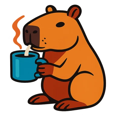 capybara drinking coffee sticker