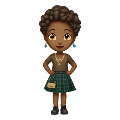 Brown girl with plaid skirt with jewelry accents sticker