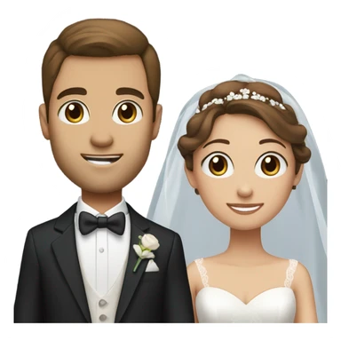 Bride with brown hair and brown eyes & groom with brown hair and blue eyes  sticker