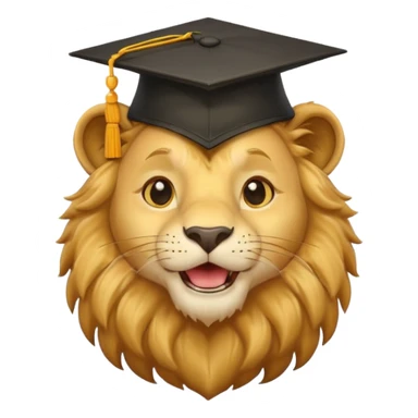 happy lion wearing a graduation cap sticker