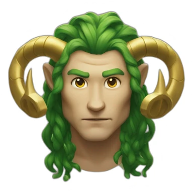 Un emoji jaune lambdas qui porte les cornes de loki sur la tête  sticker