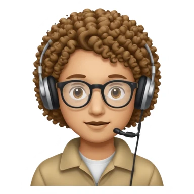 headphone and spectacles, no microphone, curly sticker