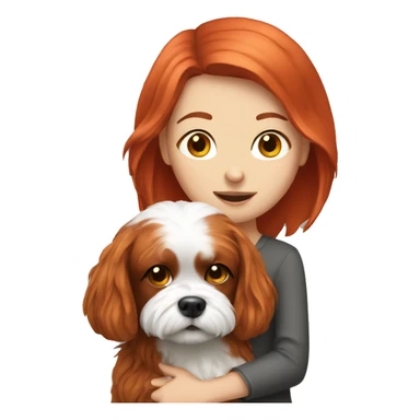 Red headed girl with her shitzu dog  sticker
