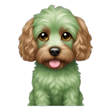 cavapoo with purple fur and green polka dots sticker
