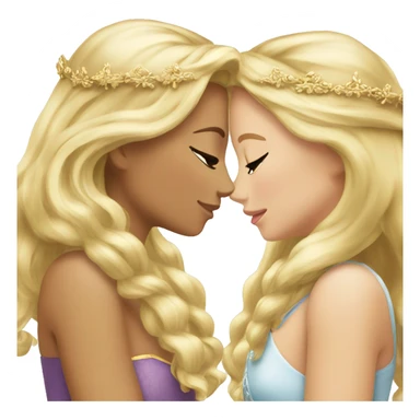 2 women princesses couple blonde kiss sticker