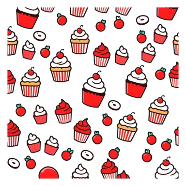 picnic with cupcakes, cookies and tea on a red and white checkered blanket sticker
