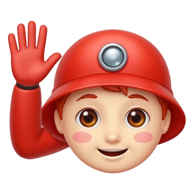 red blood cell with a cute face waving goodbye, cheerful expression sticker