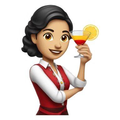 Spanish waiter woman with cocktails  sticker