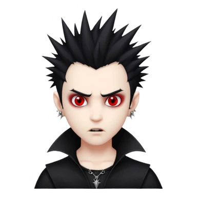 vampire emoji with spiky emo hair with stretched ears gauges sticker