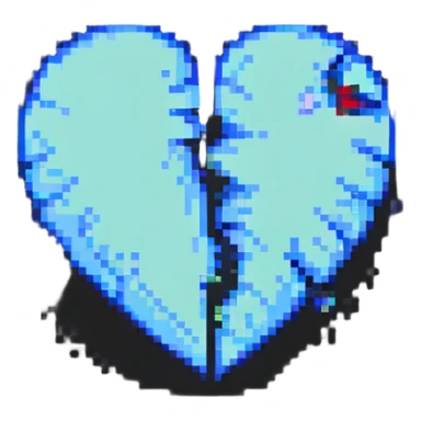 pixel art heart, broken in half sticker