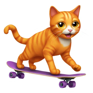 Orange cat skateboarding sticker