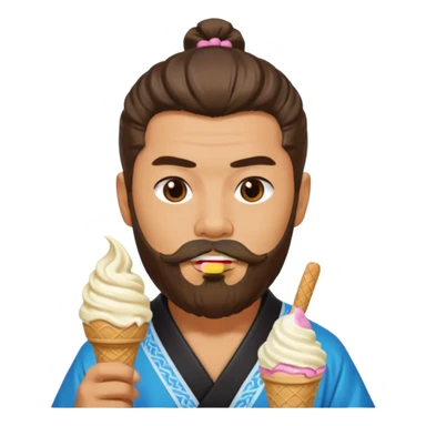 SAMURAI WITH EATING ICE CREAM BEARD GAY sticker