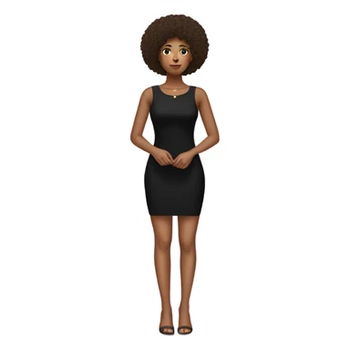 Girl with tan skin and Afro full body black bodycon dress sticker