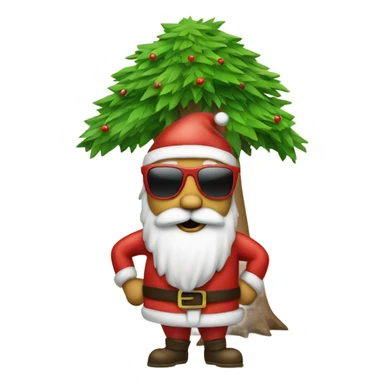 Santa riding a tree with sunglasses on  sticker