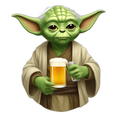 Yoda boit une bière sticker