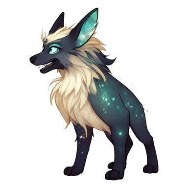 Cool cute Kawaii edgy ethereal futuristic modern epic fantasy animal sparkle fursona Fionbri creature by griffsnuff & LiLaiRa & Falvie full body sticker