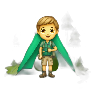 logo camping boy with tent background sticker