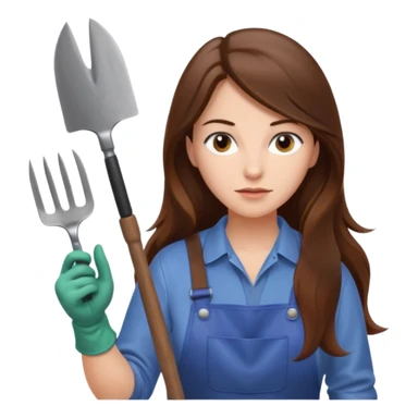 long brown hair white serious woman Gardening sticker