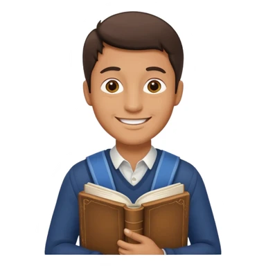 man holding a history book, smiling sticker