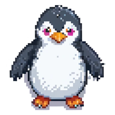 Memín Pinguín jumping, pixel art style sticker