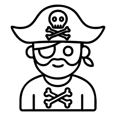A pirate with the face of the man in the reference image, clean lines. sticker