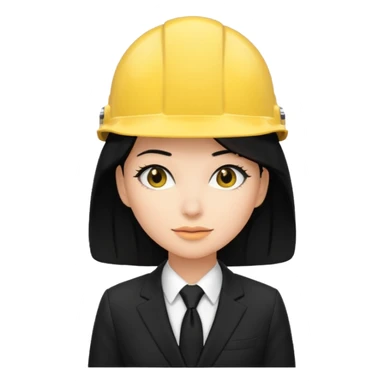 black suit black tie with yellow helmet ''black hair''  woman sticker