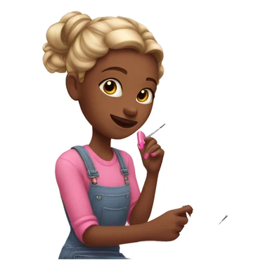 Girl painting her Nails pink sticker