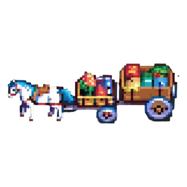 two horses pulling a cart, isometric view sticker