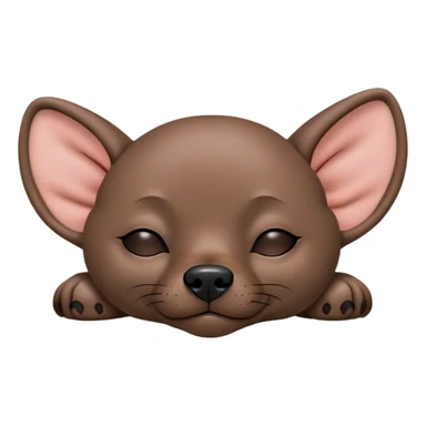 Meme-Worthy Cute Sleeping Xoloitzcuintle dog Portrait Emoji, Head resting peacefully with a contented smile, showcasing a sleek, muscular build with smooth, hairless ebony skin and gently relaxed wrinkles, eyes shut in a serene nap, Simplified yet hilariously adorable features, highly detailed, glowing with a soft, drowsy light, high shine, relaxed and utterly lovable, stylized with an air of playful laziness, bright and heartwarming, soft glowing outline, capturing the essence of a comically sleepy guardian, so meme-worthy it feels like it could instantly become the next viral sensation of adorable slumber! sticker