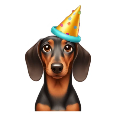 Dachshund wearing party hat sticker
