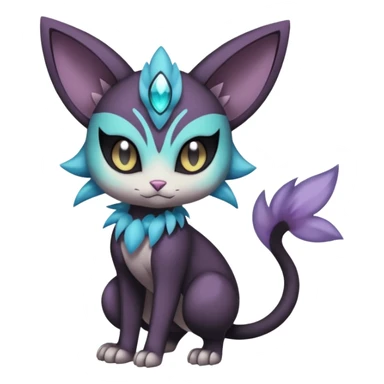 Smooth Edgy Cool Dark Dusky Gloomy Meloetta-Purrloin-Gatomon-Trico-Pokémon-Fakémon-fusion-hybrid-creature sticker