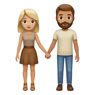 Mujer güera  de cabello castaño agarrada de la mano de hombre moreno con barba  sticker