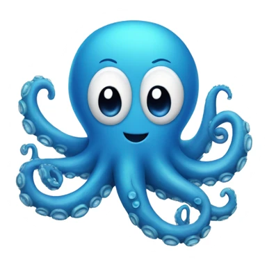 smiley blue octopus like letter C. For desktop mobile icon sticker