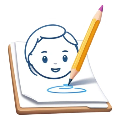 Illustration drawing icon, pencil or brush strokes, colorful design elements, simple lines, small scene or character in the illustration, minimalistic style, clean composition, transparent background. sticker