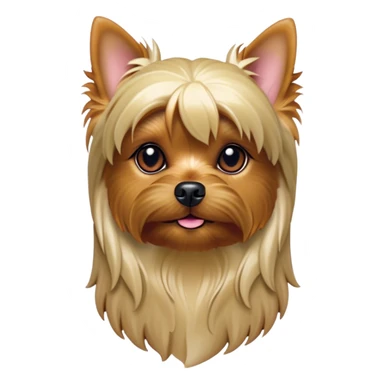 Cinematic Noble Yorkshire Terrier Portrait Emoji, Exuding refined charm and dignified poise, with a lustrous, silky fur in rich, deep hues, alert eyes and a confident expression, simplified yet exquisitely detailed, glowing with a soft, aristocratic radiance, high shine, embodying intelligent grace and classic elegance, soft glowing outline, capturing the essence of a regal Yorkshire Terrier ready to rule the screen with effortless sophistication! sticker