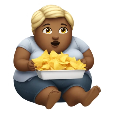 Fat girl eating chips sticker