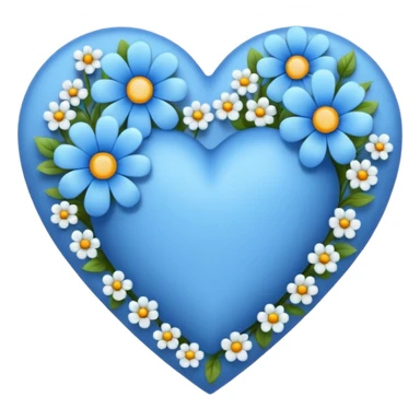 blue heart with flowers sticker