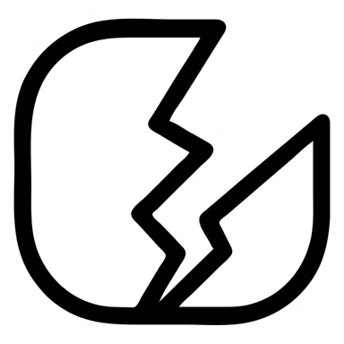 Make the crack or broken symbol much more dramatic and obvious in a minimal icon style using purple and gray colors, with no background. sticker